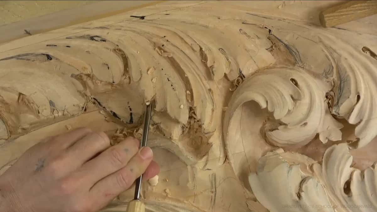 Steel at the base of the curl, chips all over.