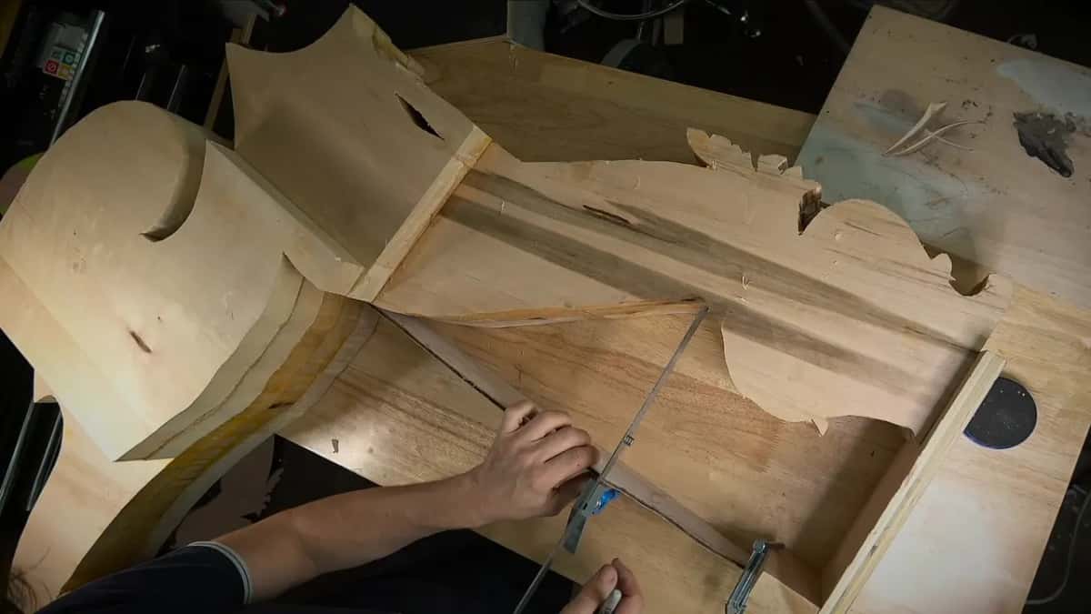 Steel rule stood upright for marking