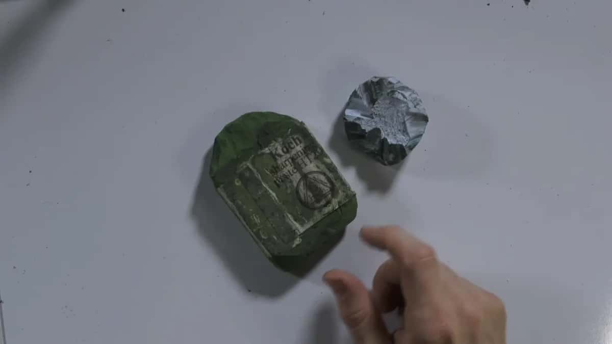 Koch paste block beside a foil-wrapped lump.