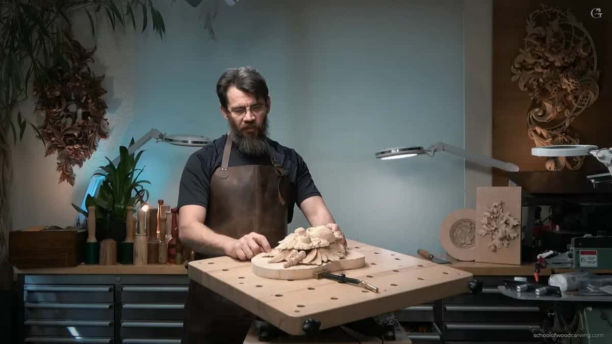 Standing over the piece