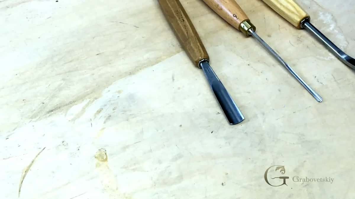 Four tools waiting on the bench.
