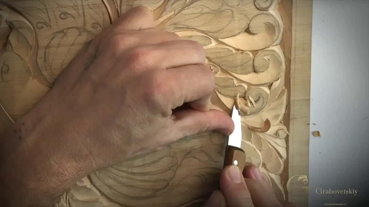 Blade digging beneath the wall, which leaves an undercut and turns this into a different kind of carving altogether.