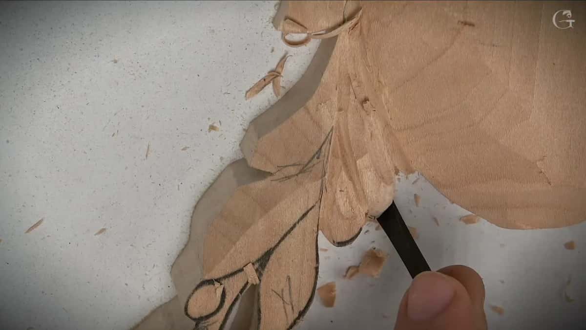 Steel beneath a leaf edge
