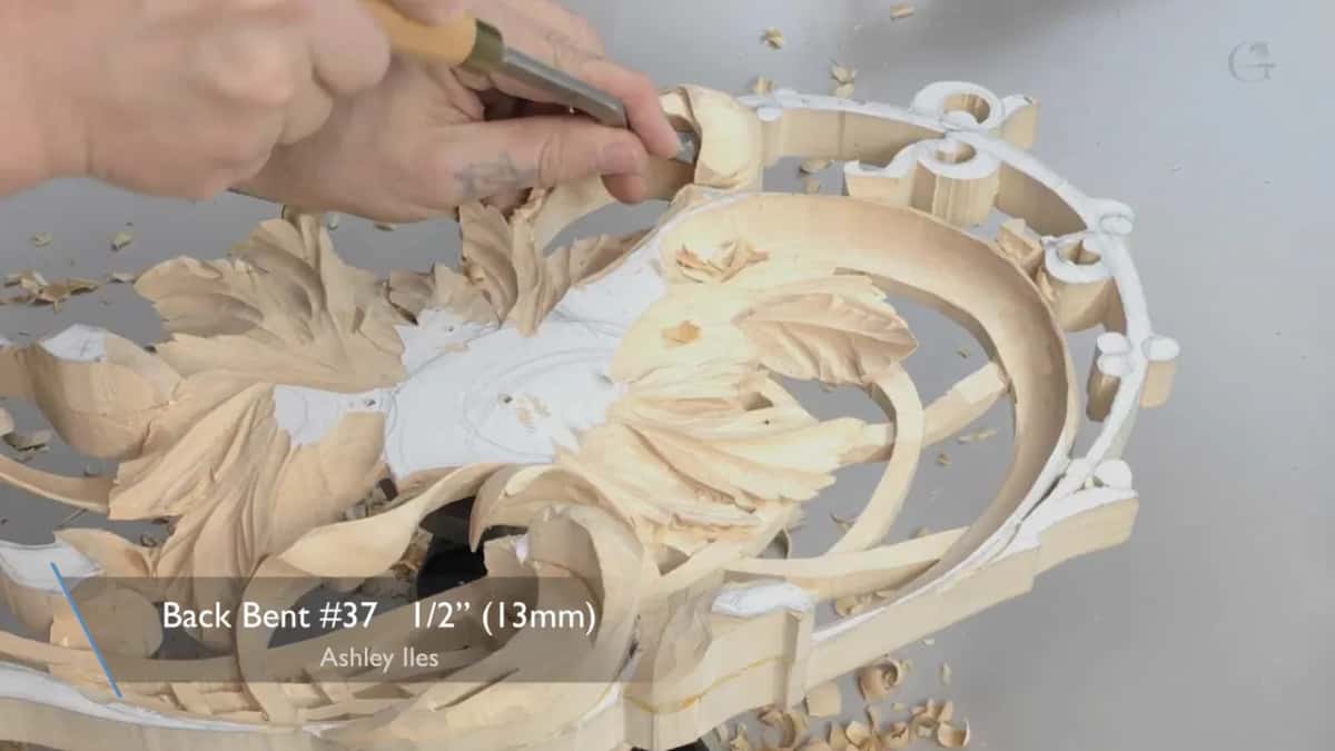 Gripping the handle above the scroll.
