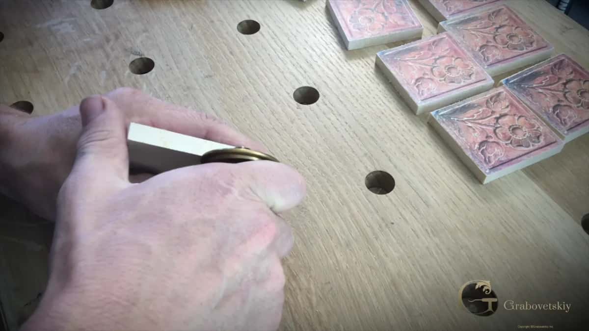 Brass marking gauge riding the edge