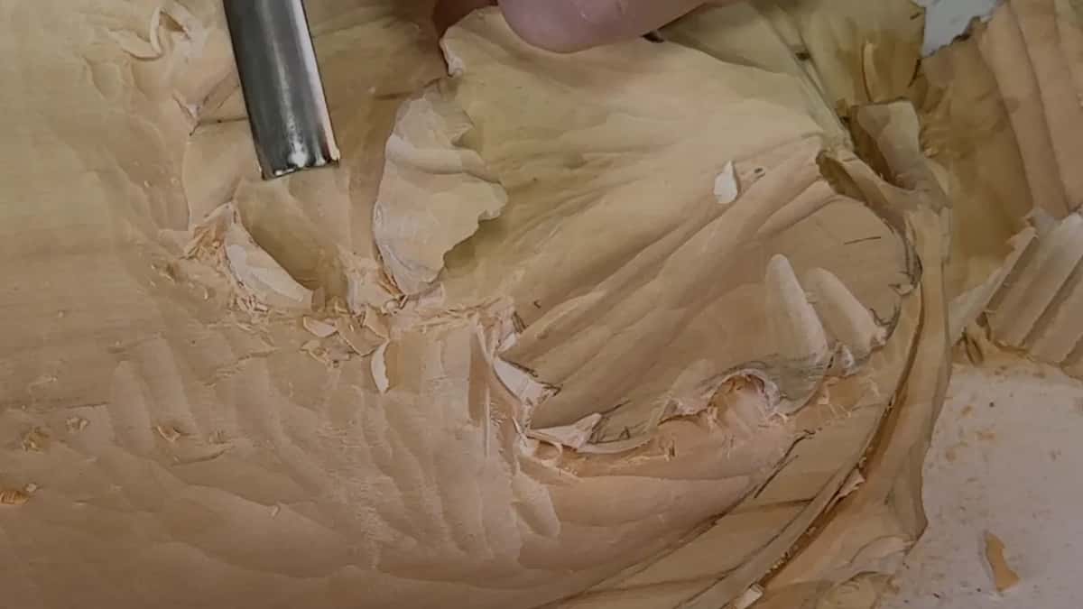 Straight down into a lobe
