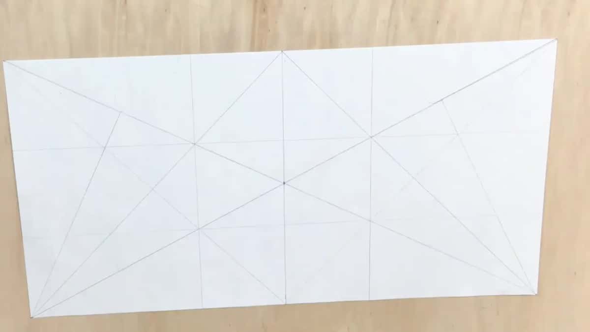 Blank sheet ruled with diagonals and thirds