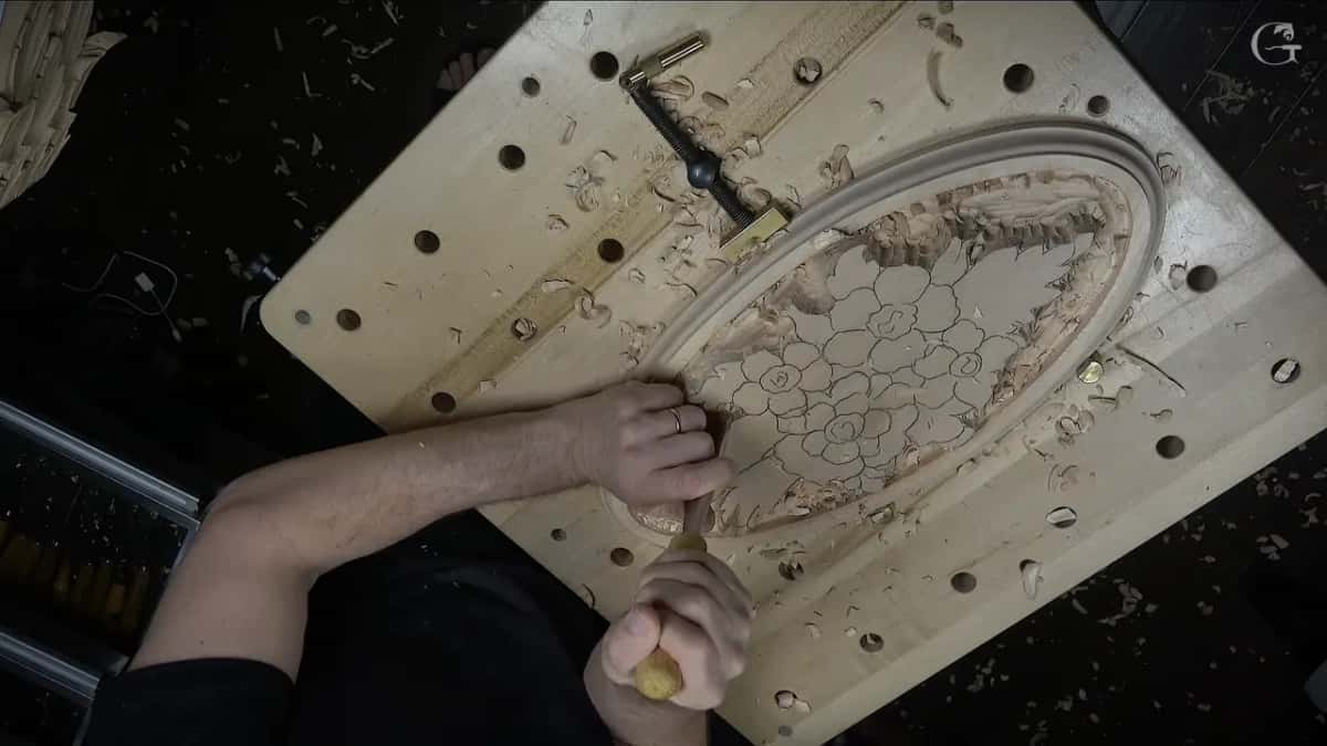Overhead, hands cleaning inside