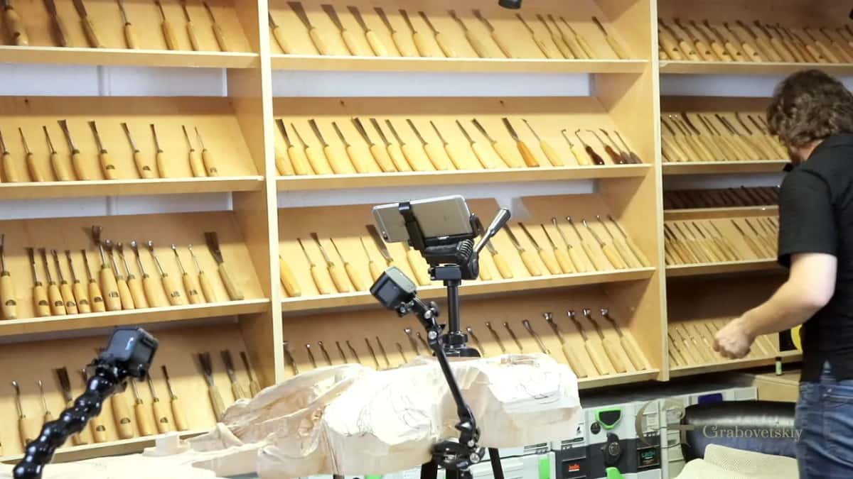 Gouges fill every shelf of the rack
