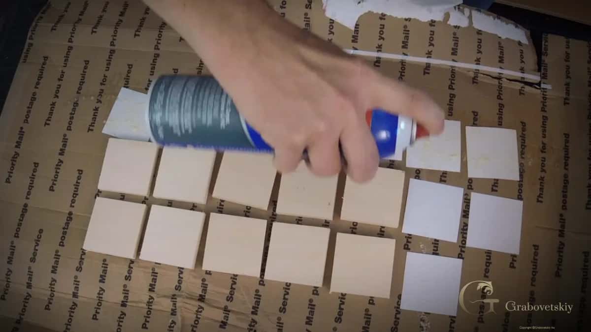 Spray can over blocks and paper