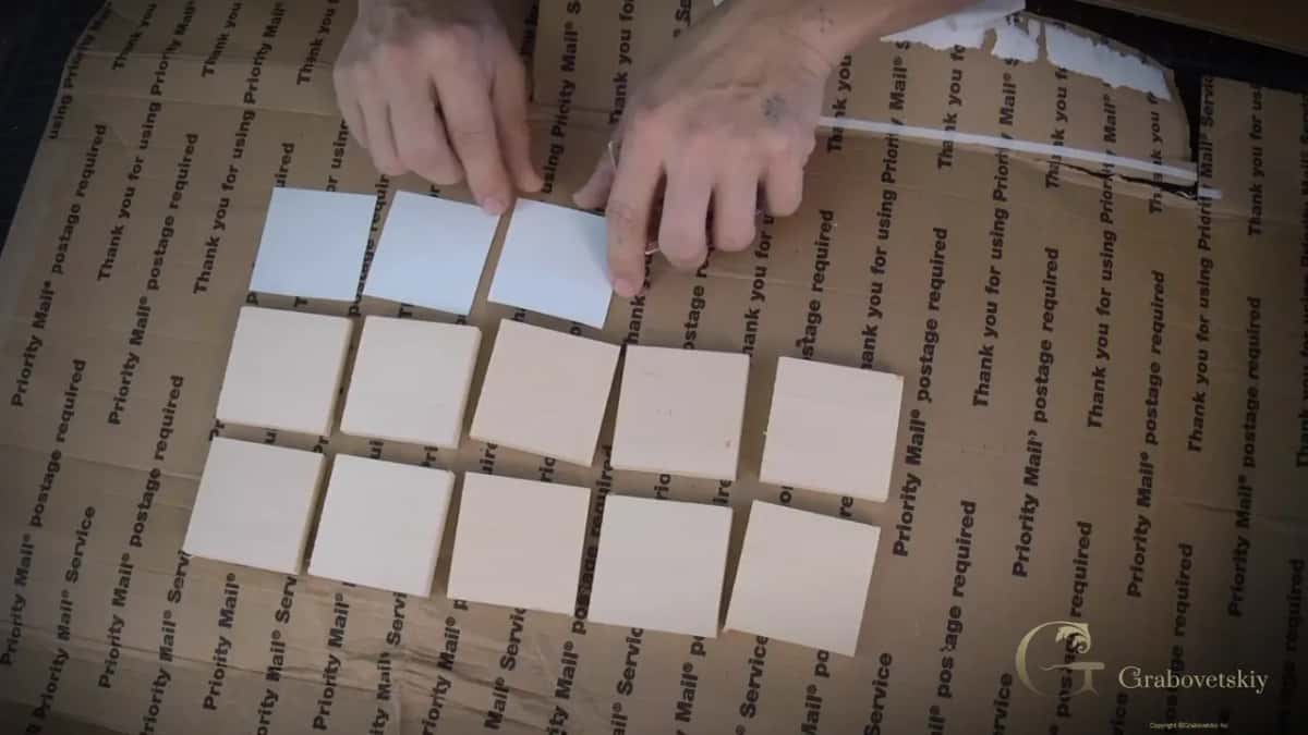 Two rows of five blanks, the first paper patterns laid face down above them