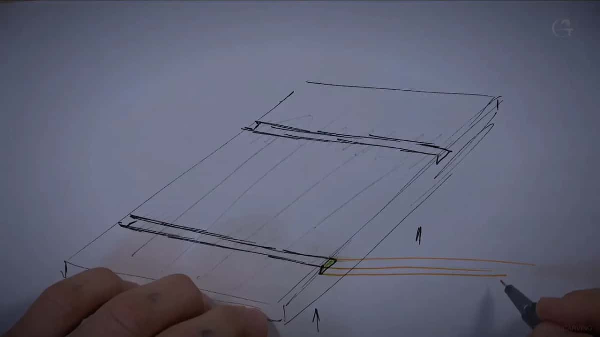 Batten sketch, close