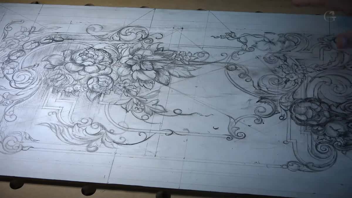 Whole drawing, shaded, ready to carve