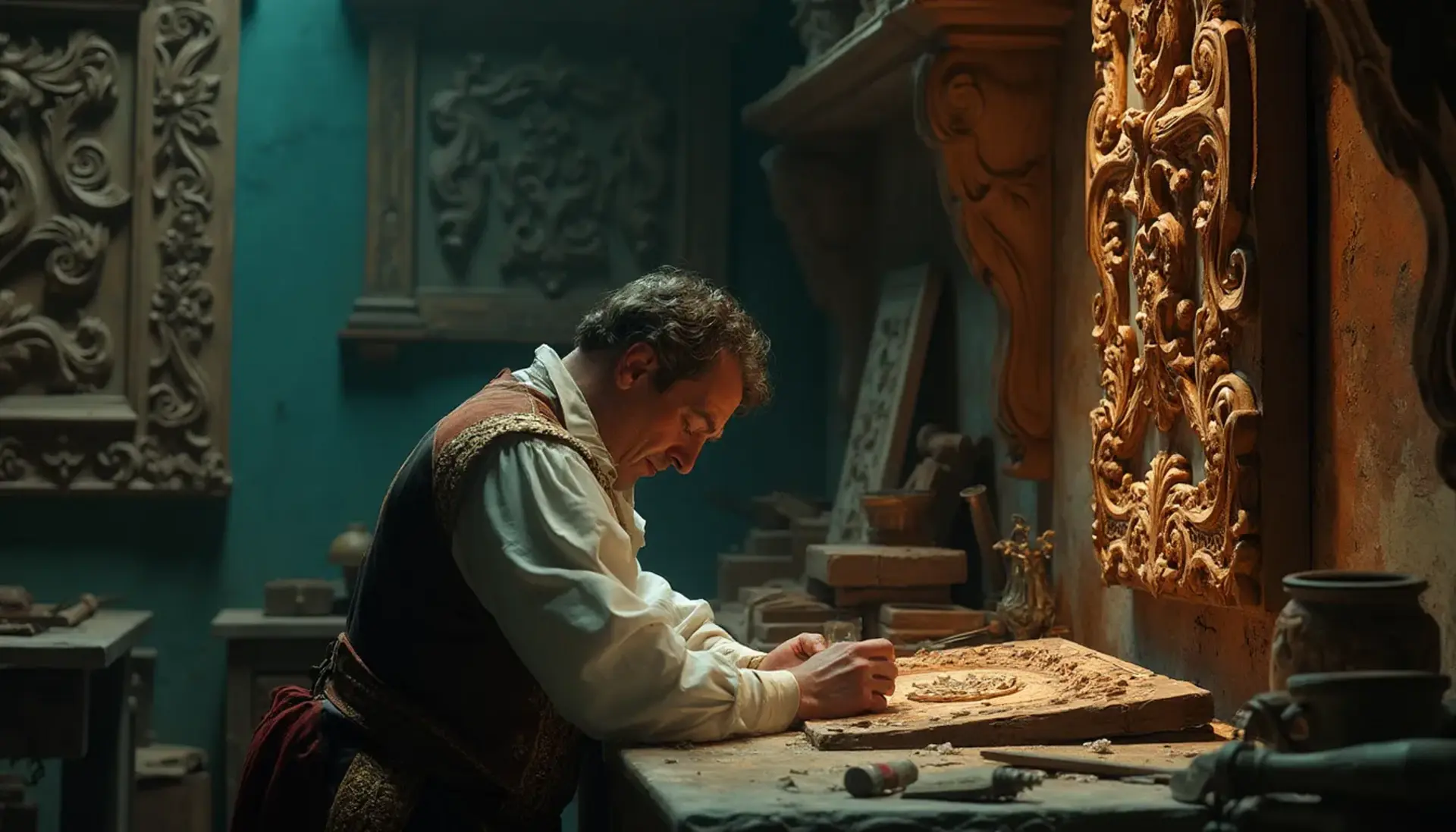 WOODCARVING LESSONS: Woodcarver Grabovetskiy, a man with a beard 