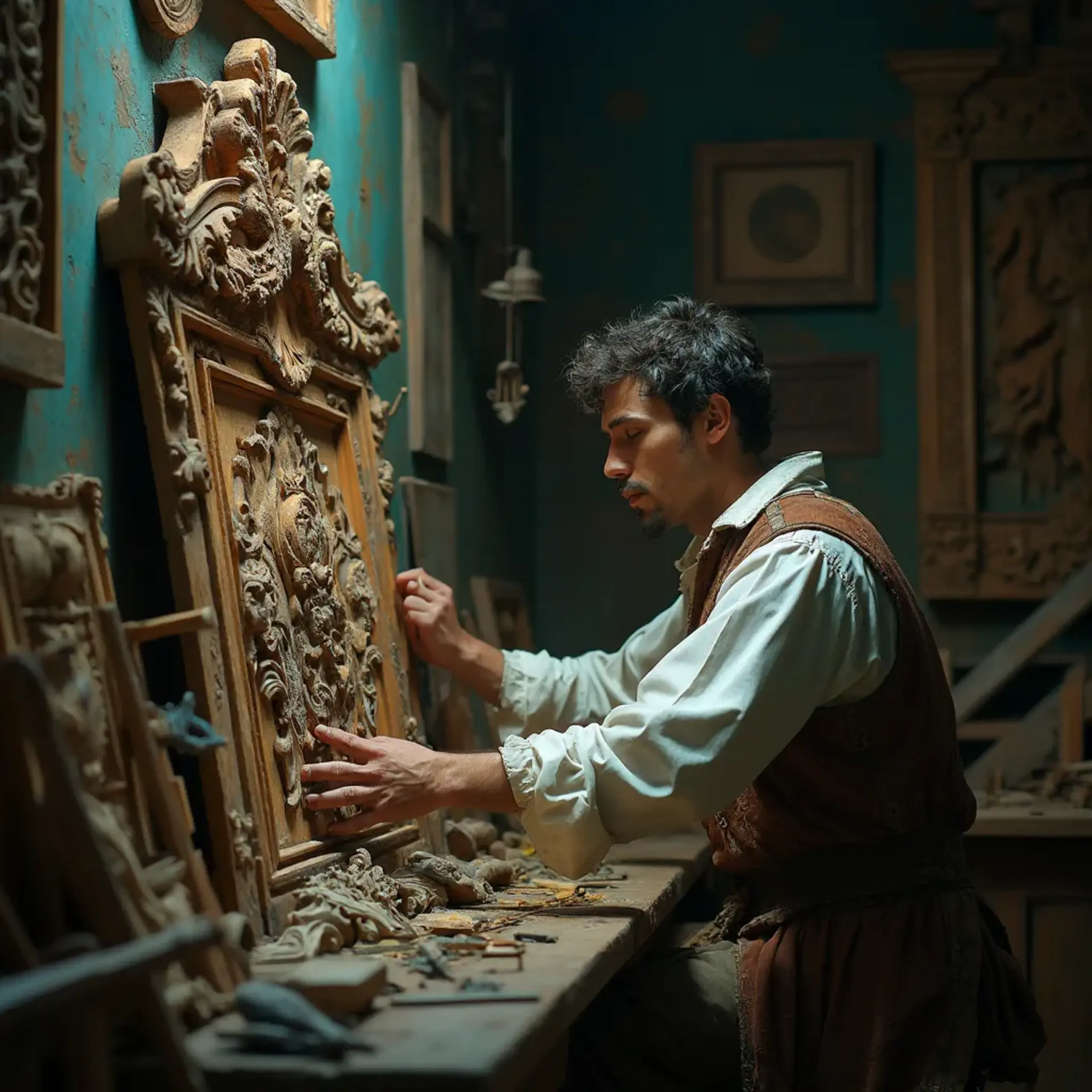 WOODCARVING LESSONS: Woodcarver Grabovetskiy, a man with a beard